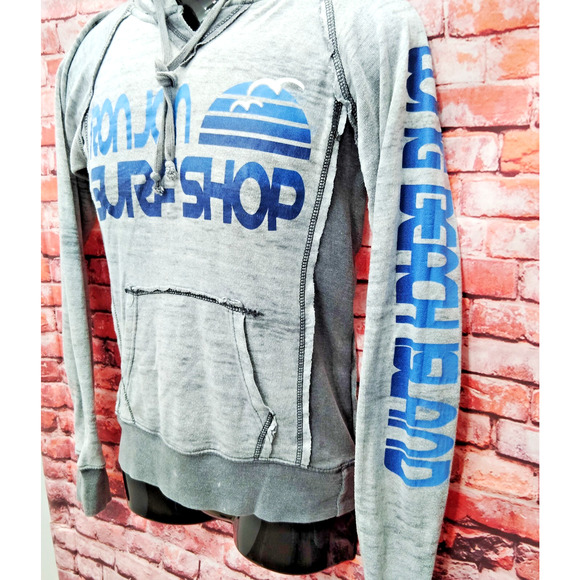 Ron Jon Surf Shop Hoodie Mens Medium Gray Kangaroo Pocket Long Sleeve Drawstring - Picture 8 of 9